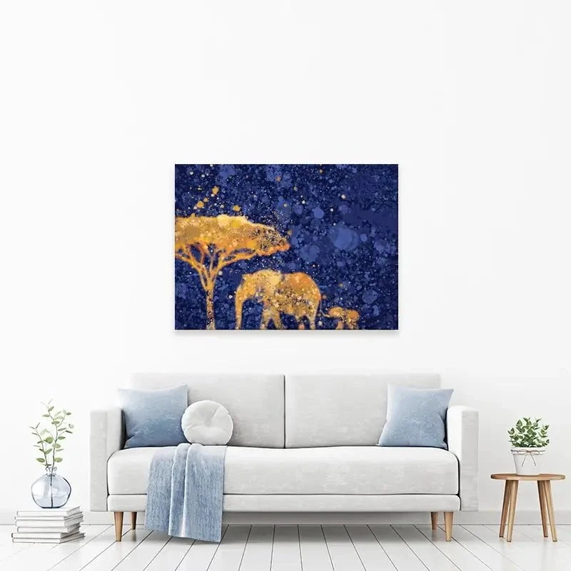 Navy Elephants Splash Canvas Print Navy Elephants Splash Canvas Print wall art product D Mosconi