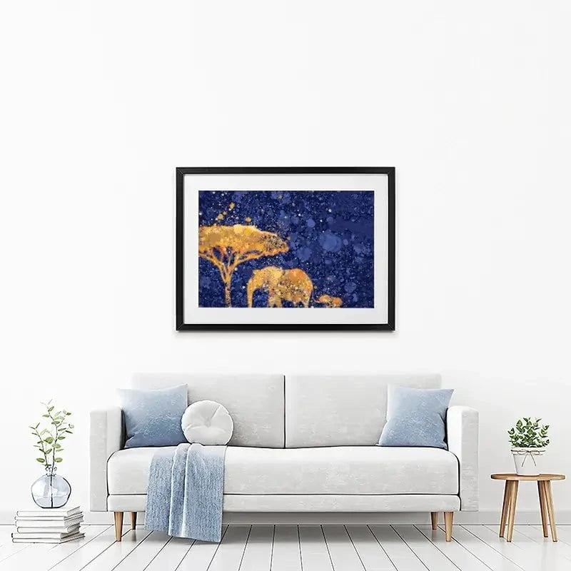 Navy Elephants Splash Framed Art Print Navy Elephants Splash Framed Art Print wall art product D Mosconi