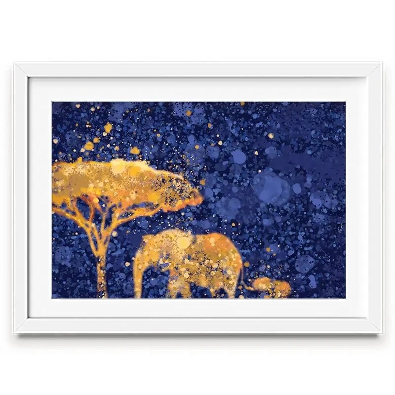 Navy Elephants Splash Framed Art Print Navy Elephants Splash Framed Art Print wall art product D Mosconi