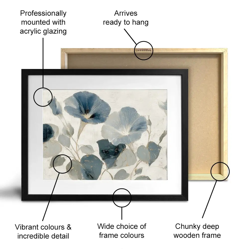 Navy Glory Vine Framed Art Print Navy Glory Vine Framed Art Print wall art product Chromatic Storm Studio