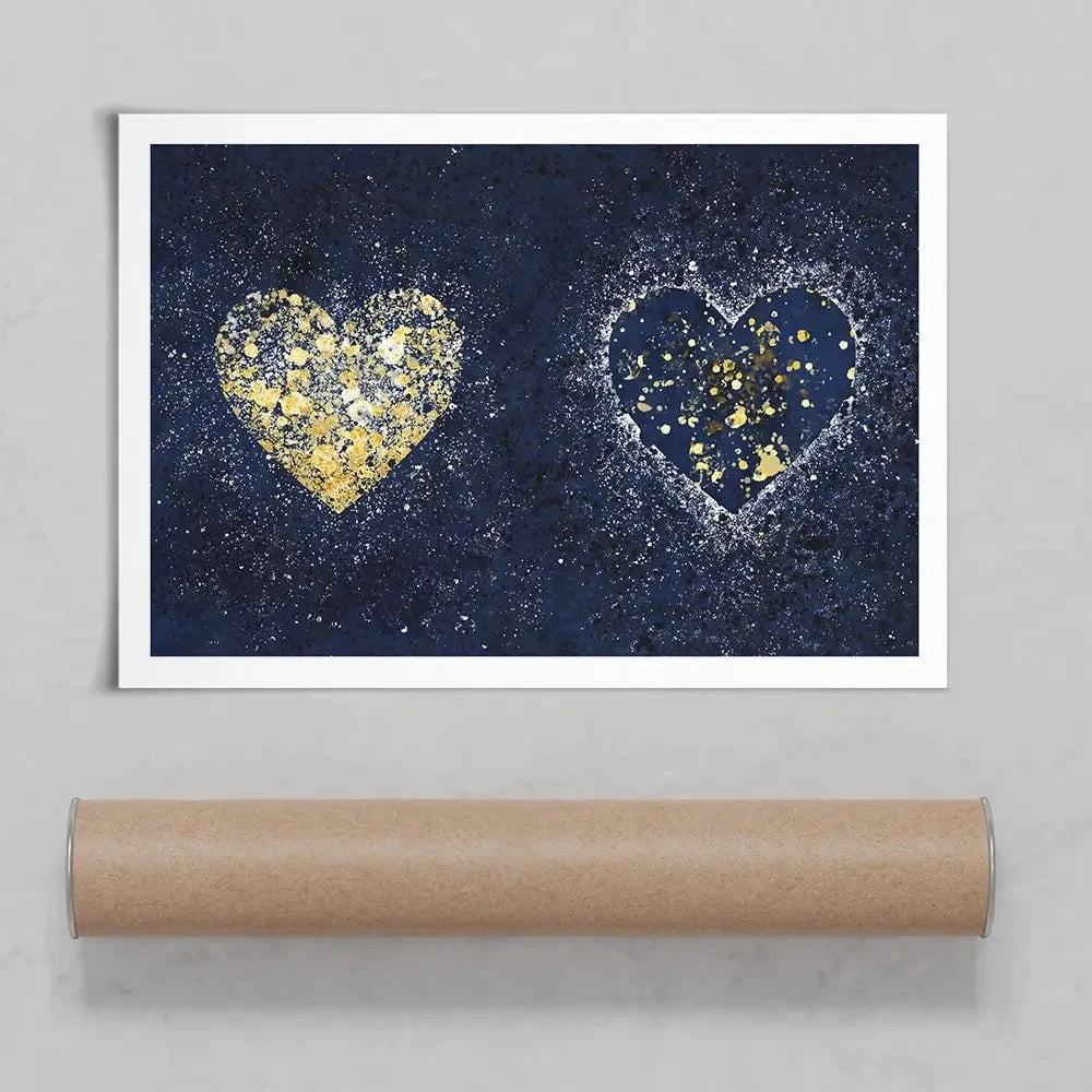 Navy Hearts Splatter Art Print Navy Hearts Splatter Art Print wall art product J Tonges