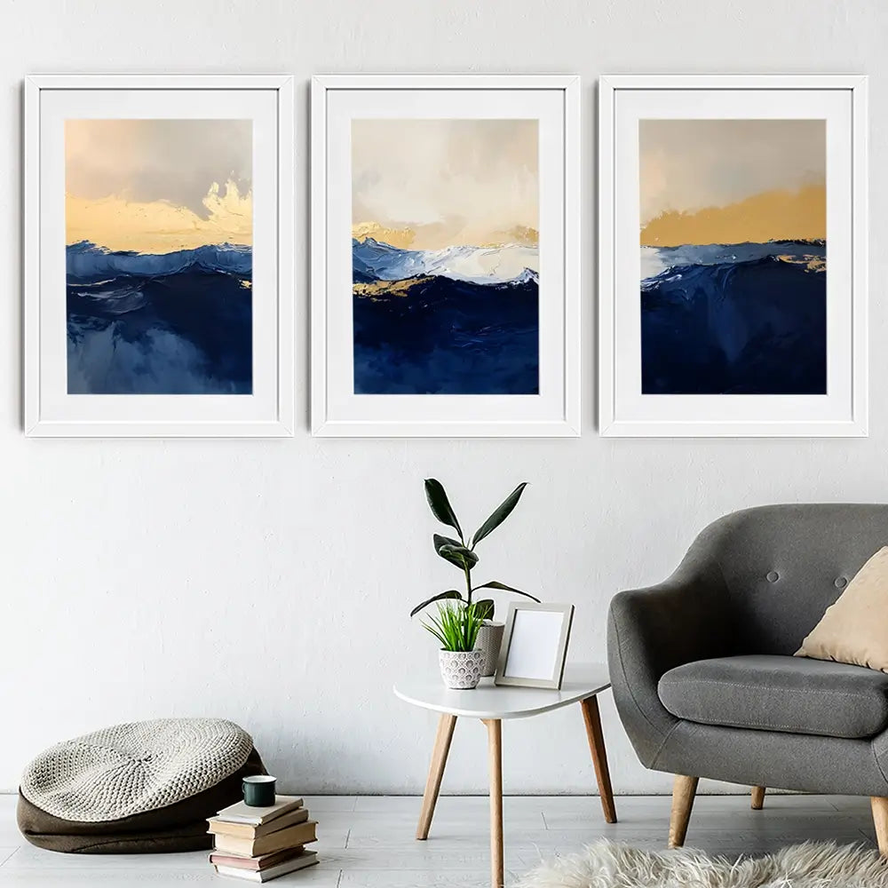 Navy Journey Framed Art Print Trio Navy Journey Framed Art Print Trio wall art product IAmHomeStudio