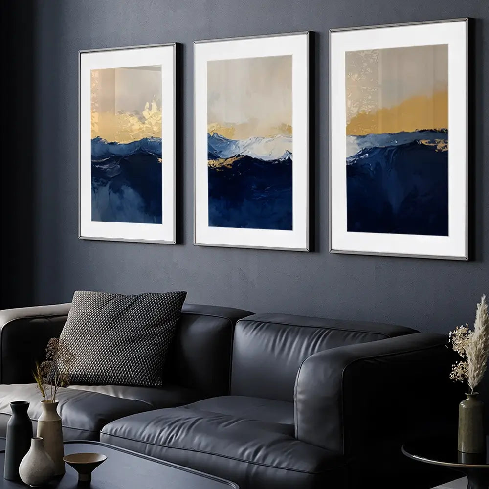 Navy Journey Framed Art Print Trio Navy Journey Framed Art Print Trio wall art product IAmHomeStudio