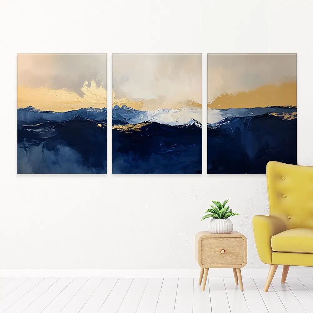 Navy Journey Trio Canvas Print Navy Journey Trio Canvas Print wall art product IAmHomeStudio