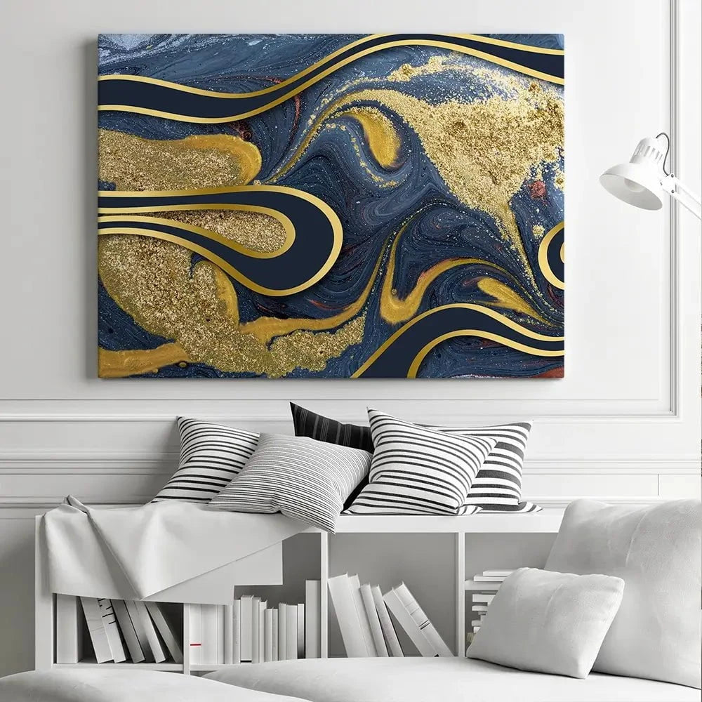 Navy Marble Canvas Print Navy Marble Canvas Print wall art product Ana Babii / Shutterstock