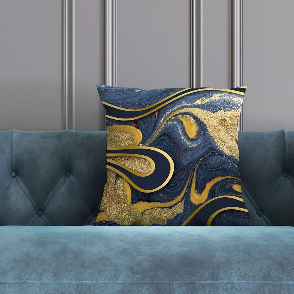 Navy Marble Cushion Navy Marble Cushion wall art product Art Print Shop