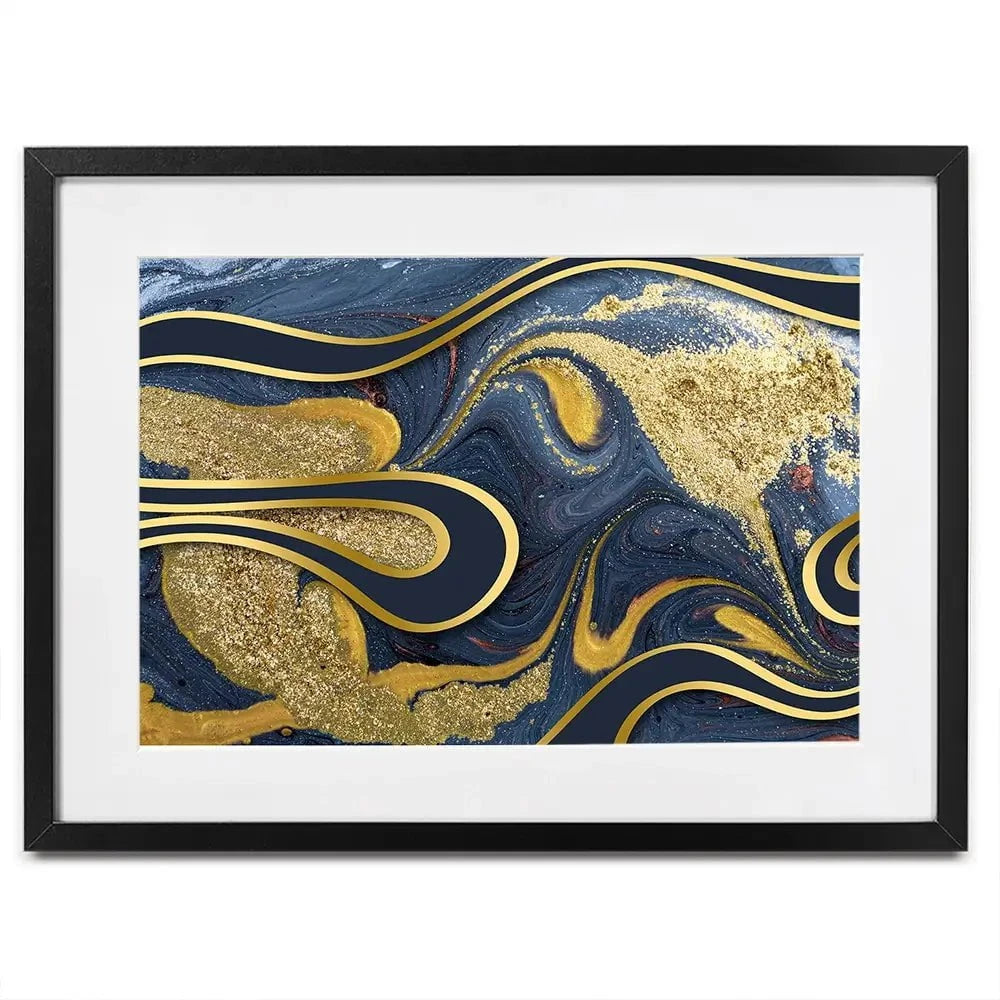 Navy Marble Framed Art Print Navy Marble Framed Art Print wall art product Ana Babii / Shutterstock
