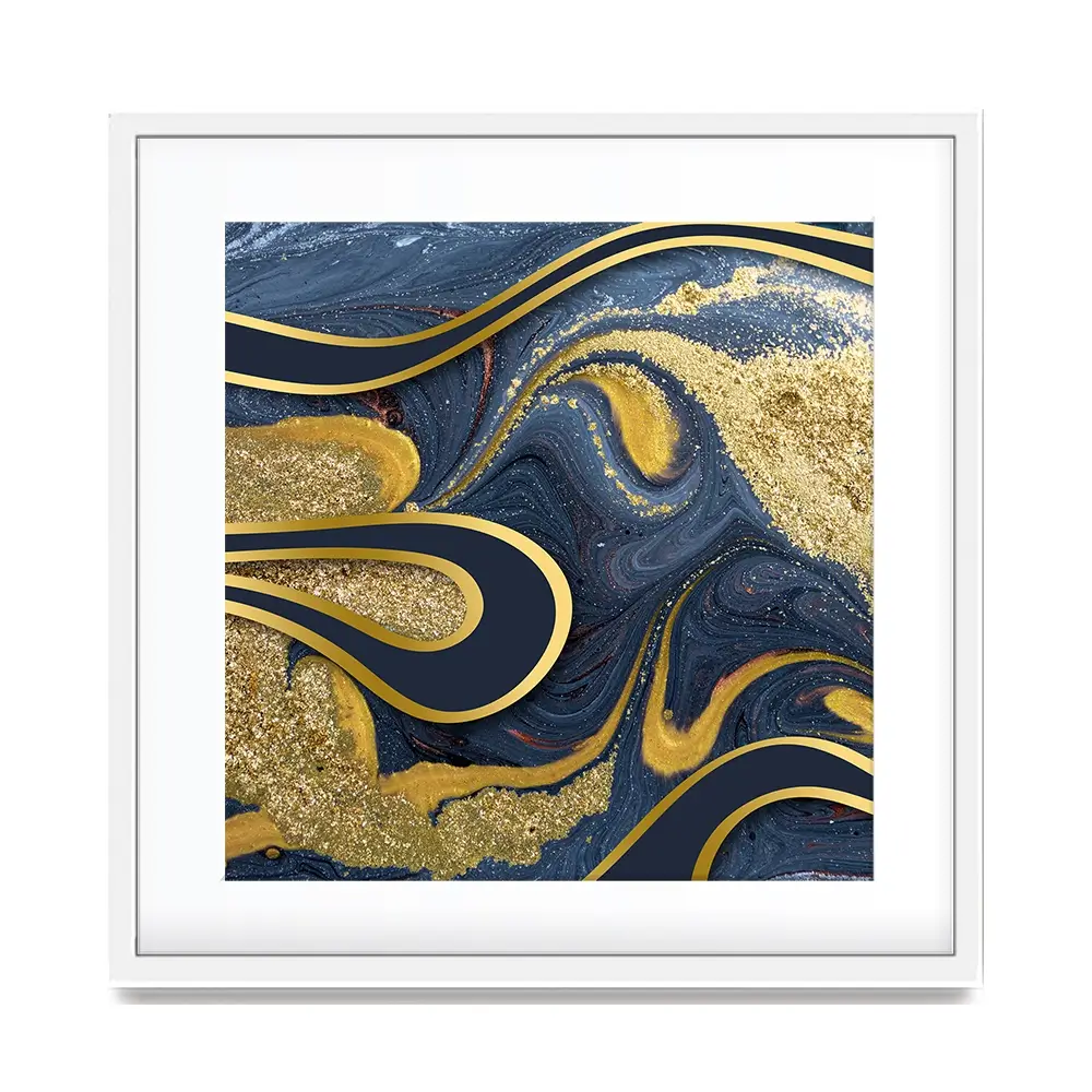 Navy Marble Square Framed Art Print Navy Marble Square Framed Art Print wall art product Art Print Shop