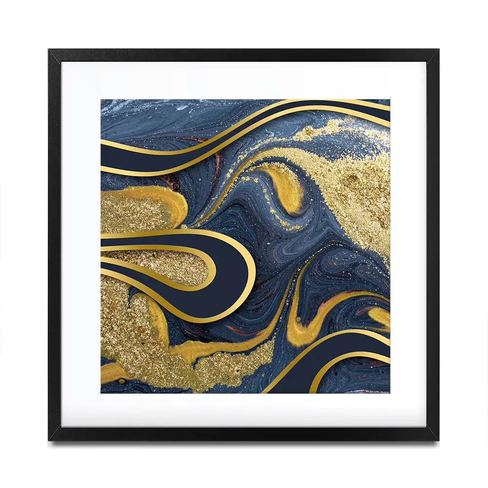 Navy Marble Square Framed Art Print Navy Marble Square Framed Art Print wall art product Art Print Shop