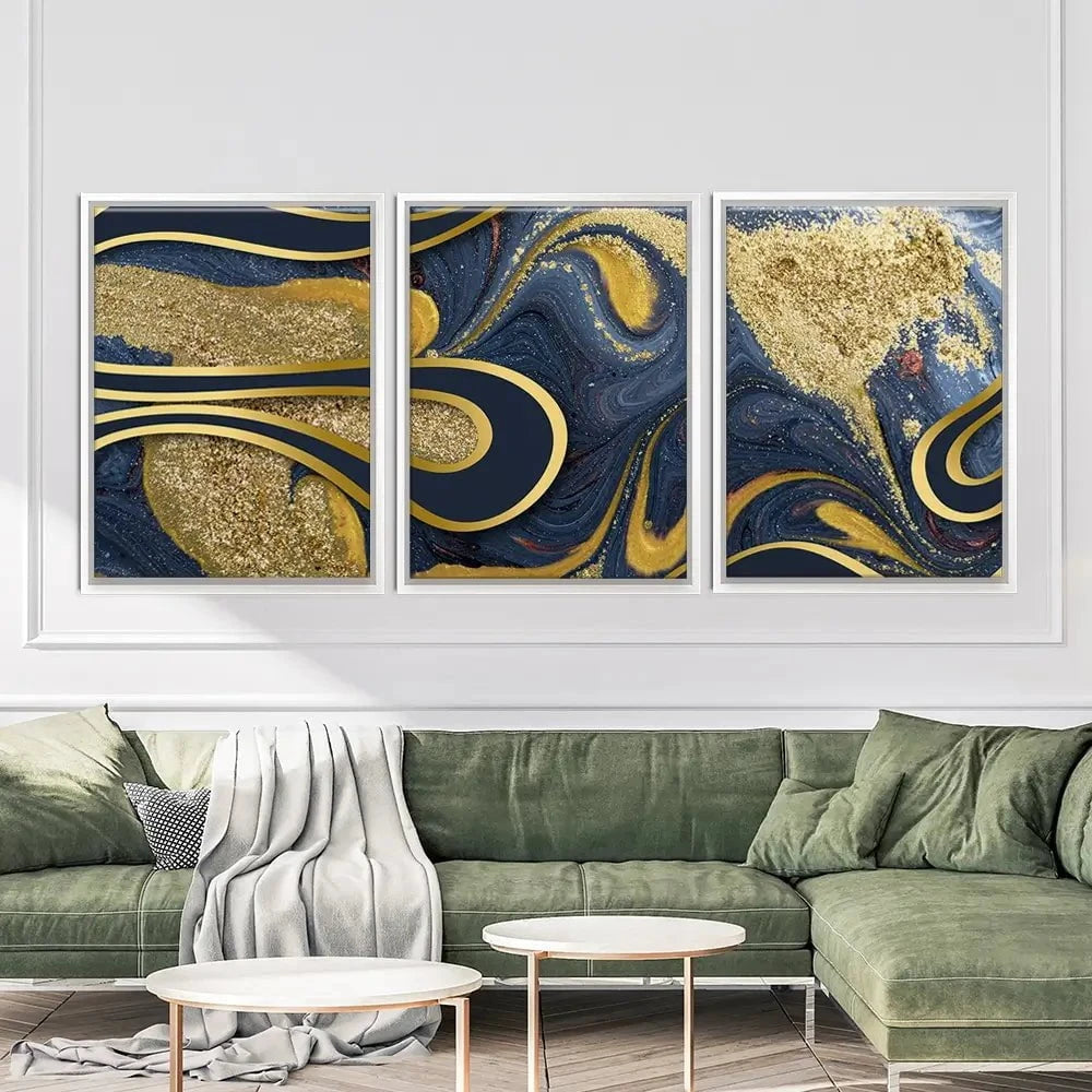 Navy Marble Trio Canvas Print Navy Marble Trio Canvas Print wall art product Ana Babii / Shutterstock