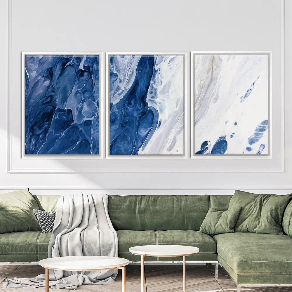 Navy White Mix Trio Canvas Print Navy White Mix Trio Canvas Print wall art product Ksenia Zu / Shutterstock
