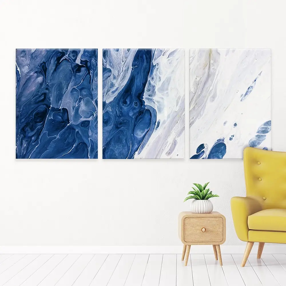Navy White Mix Trio Canvas Print Navy White Mix Trio Canvas Print wall art product Ksenia Zu / Shutterstock