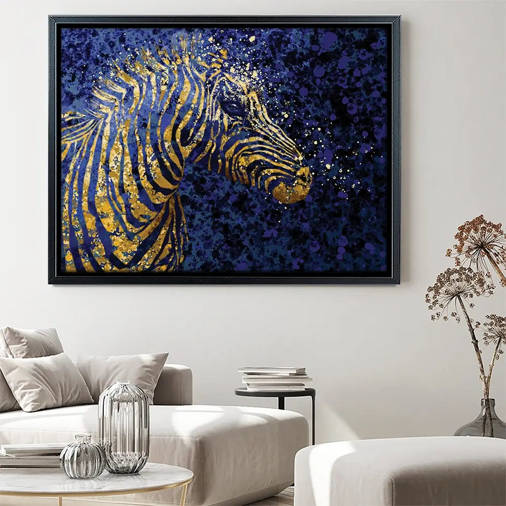 Navy Zebra Splash Canvas Print Navy Zebra Splash Canvas Print wall art product D Mosconi
