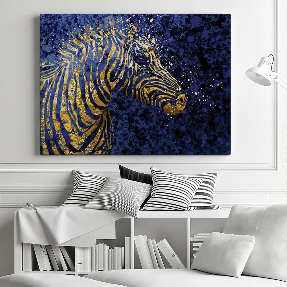 Navy Zebra Splash Canvas Print Navy Zebra Splash Canvas Print wall art product D Mosconi