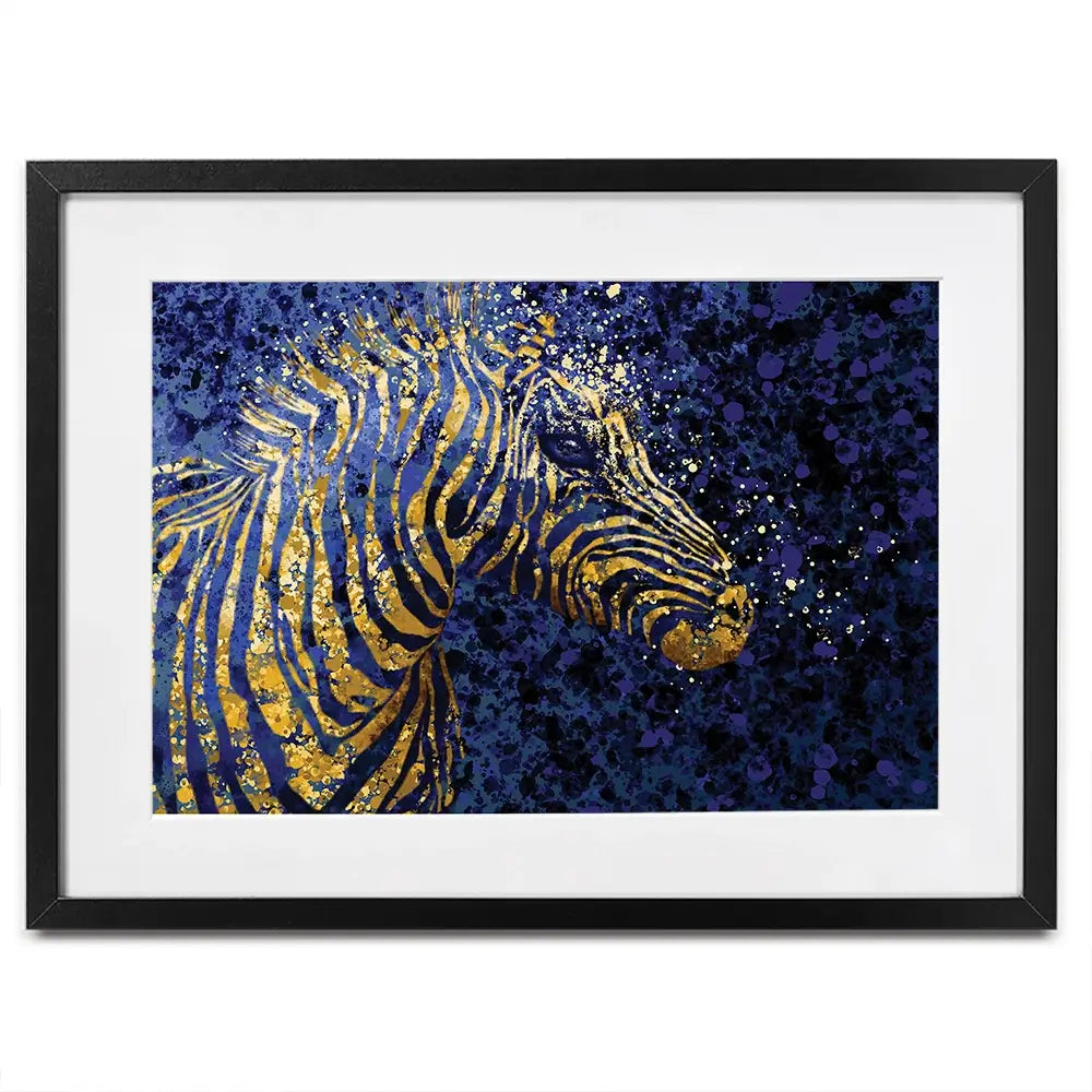 Navy Zebra Splash Framed Art Print Navy Zebra Splash Framed Art Print wall art product D Mosconi