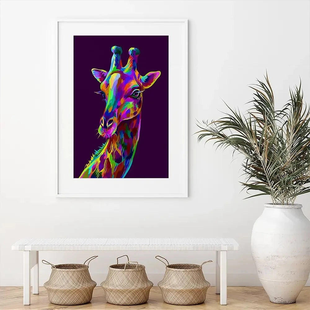 Neon Giraffe Framed Art Print Neon Giraffe Framed Art Print wall art product AnastasiaOsipova / Shutterstock
