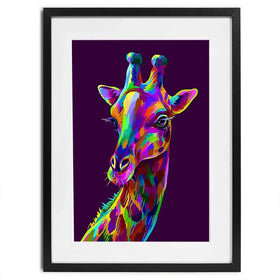 Neon Giraffe Framed Art Print Neon Giraffe Framed Art Print wall art product AnastasiaOsipova / Shutterstock