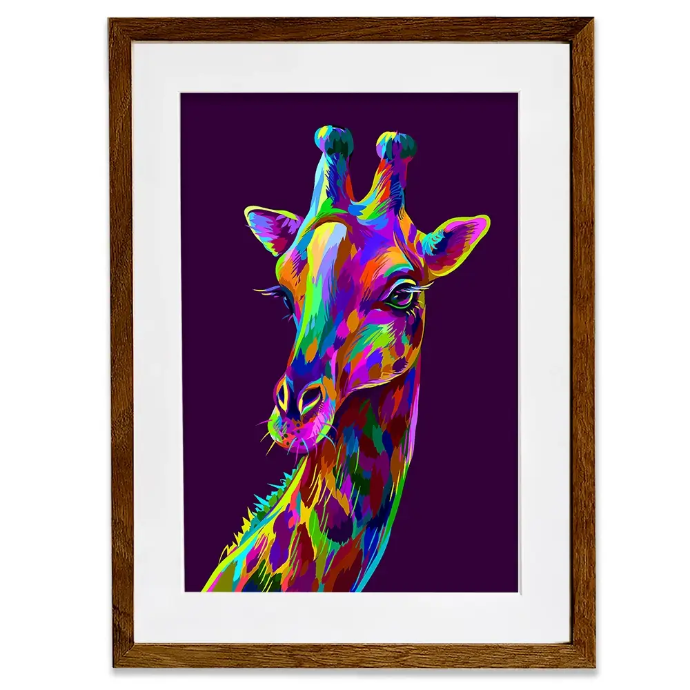 Neon Giraffe Framed Art Print Neon Giraffe Framed Art Print wall art product AnastasiaOsipova / Shutterstock