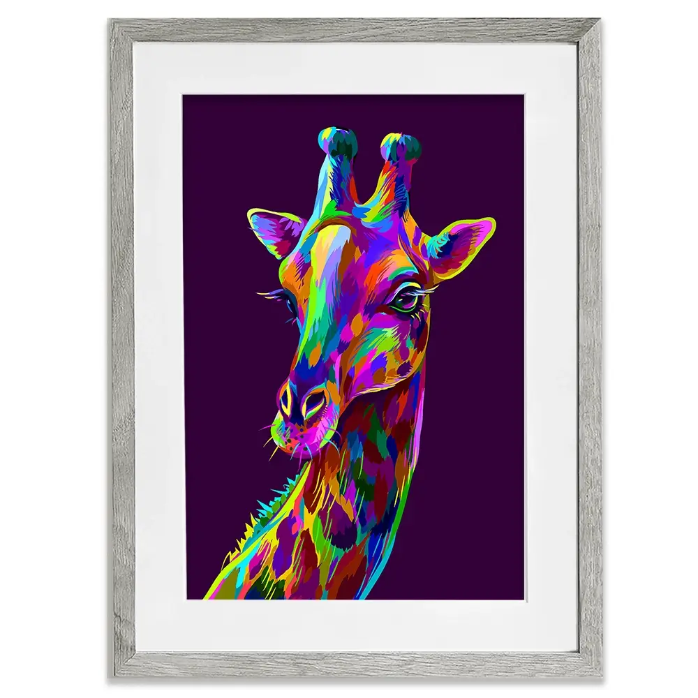 Neon Giraffe Framed Art Print Neon Giraffe Framed Art Print wall art product AnastasiaOsipova / Shutterstock
