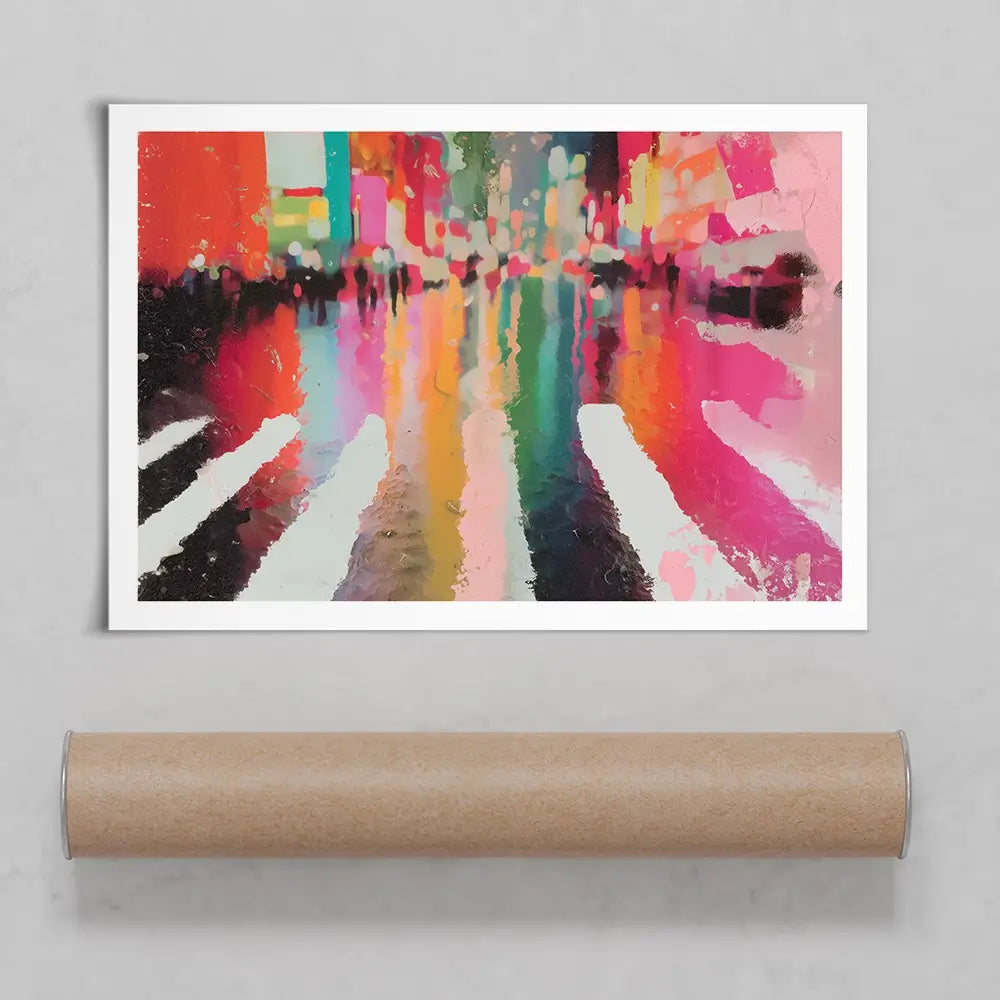 Neon Rain Crosswalk Art Print Neon Rain Crosswalk Art Print wall art product Chromatic Storm Studio