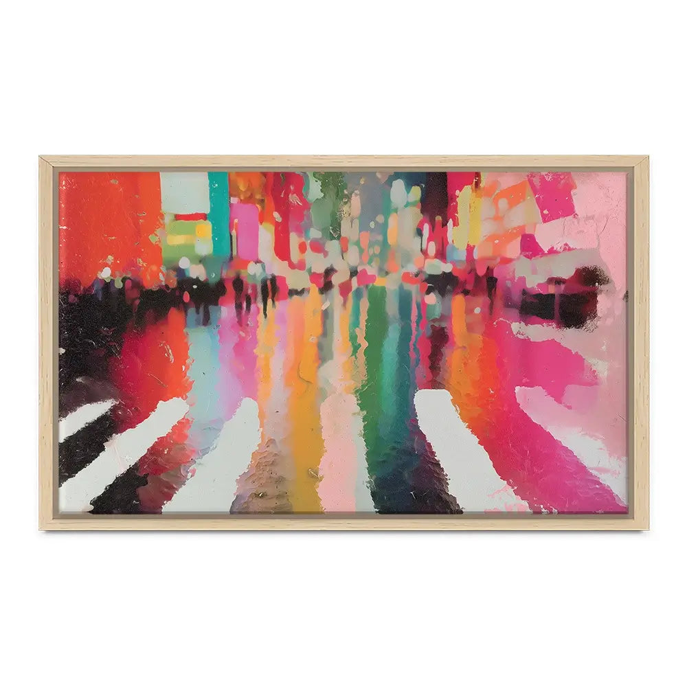 Neon Rain Crosswalk Canvas Print Neon Rain Crosswalk Canvas Print wall art product Chromatic Storm Studio