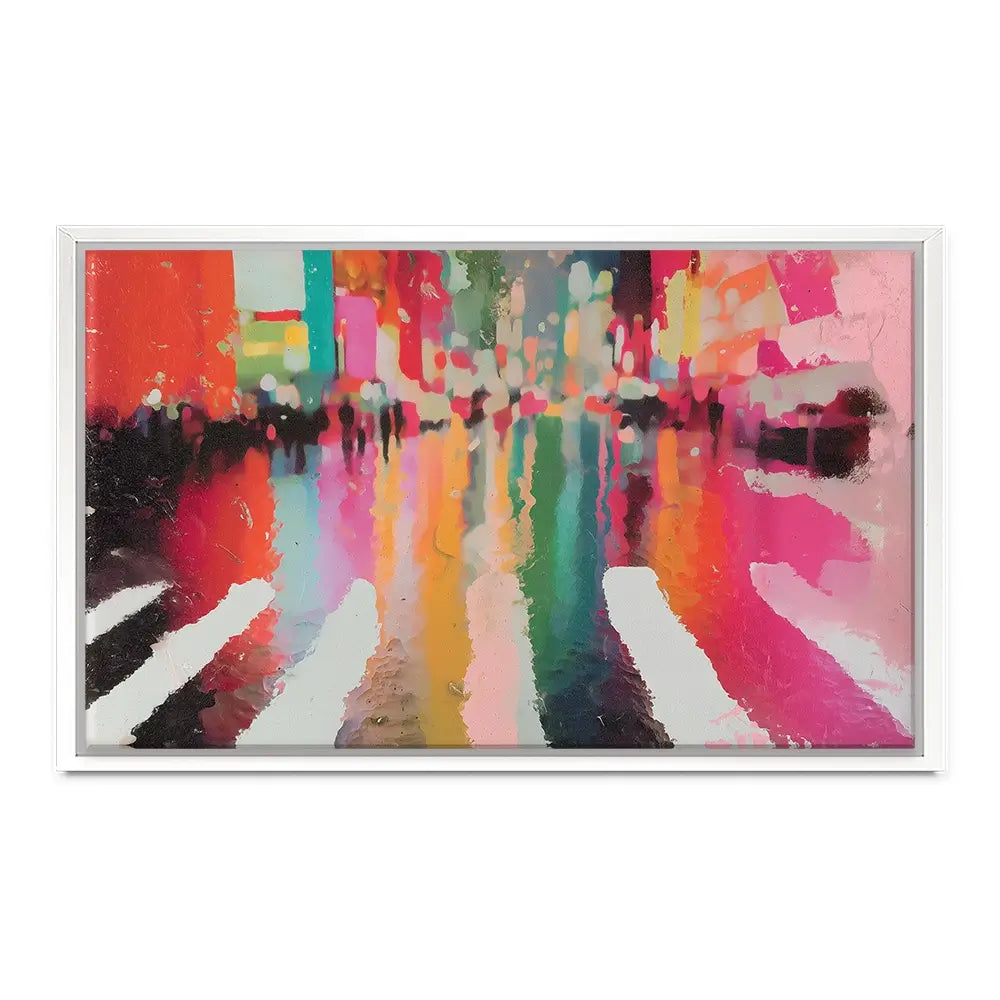 Neon Rain Crosswalk Canvas Print Neon Rain Crosswalk Canvas Print wall art product Chromatic Storm Studio