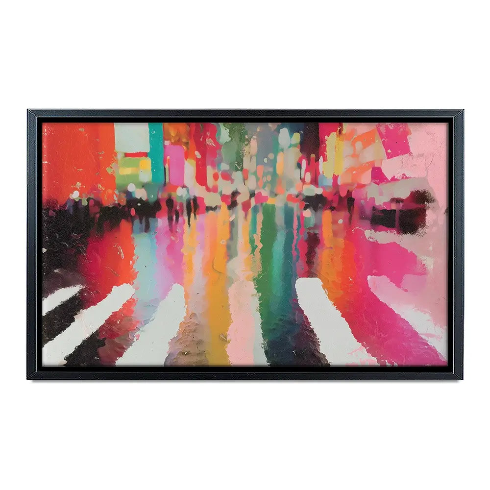 Neon Rain Crosswalk Canvas Print Neon Rain Crosswalk Canvas Print wall art product Chromatic Storm Studio