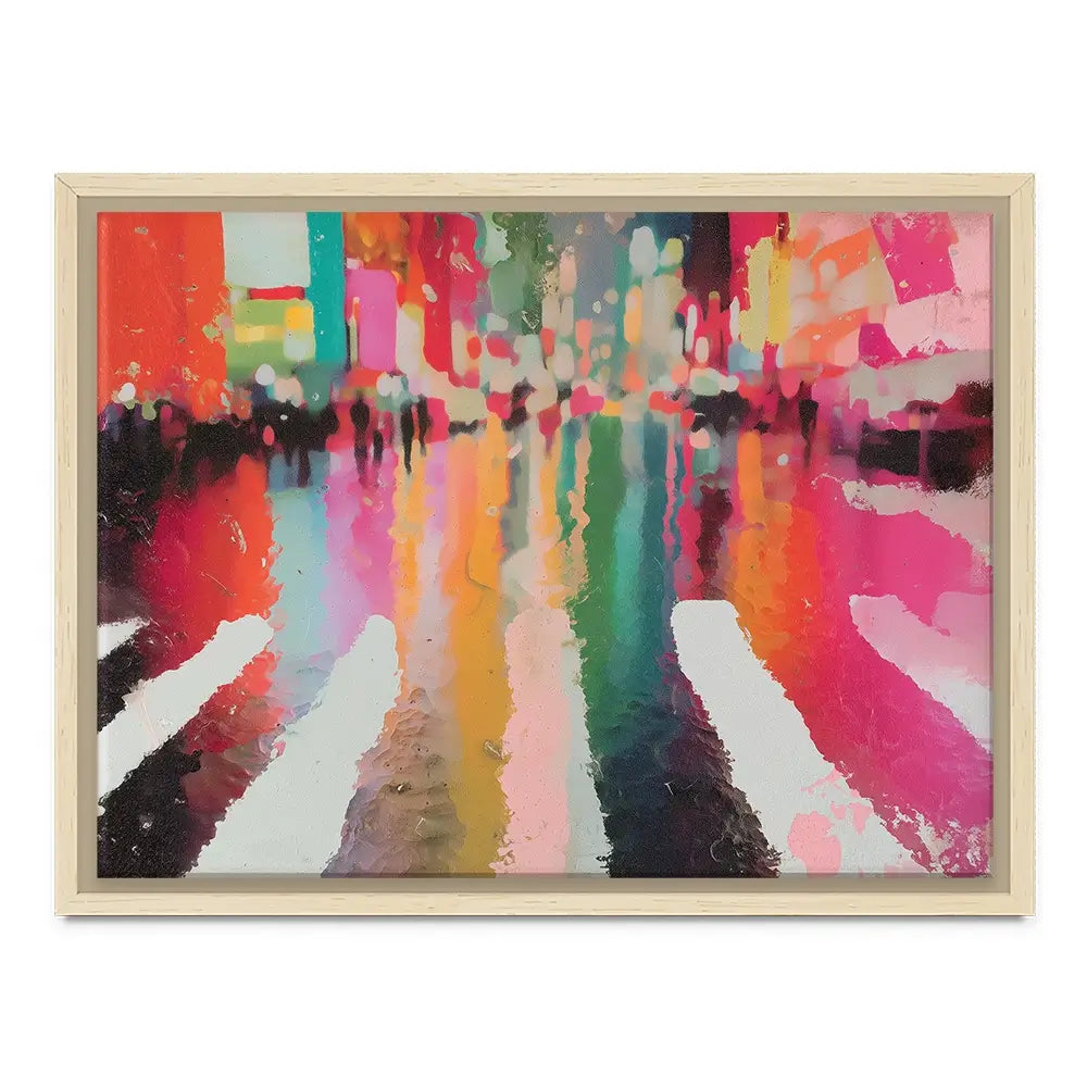 Neon Rain Crosswalk Canvas Print Neon Rain Crosswalk Canvas Print wall art product Chromatic Storm Studio