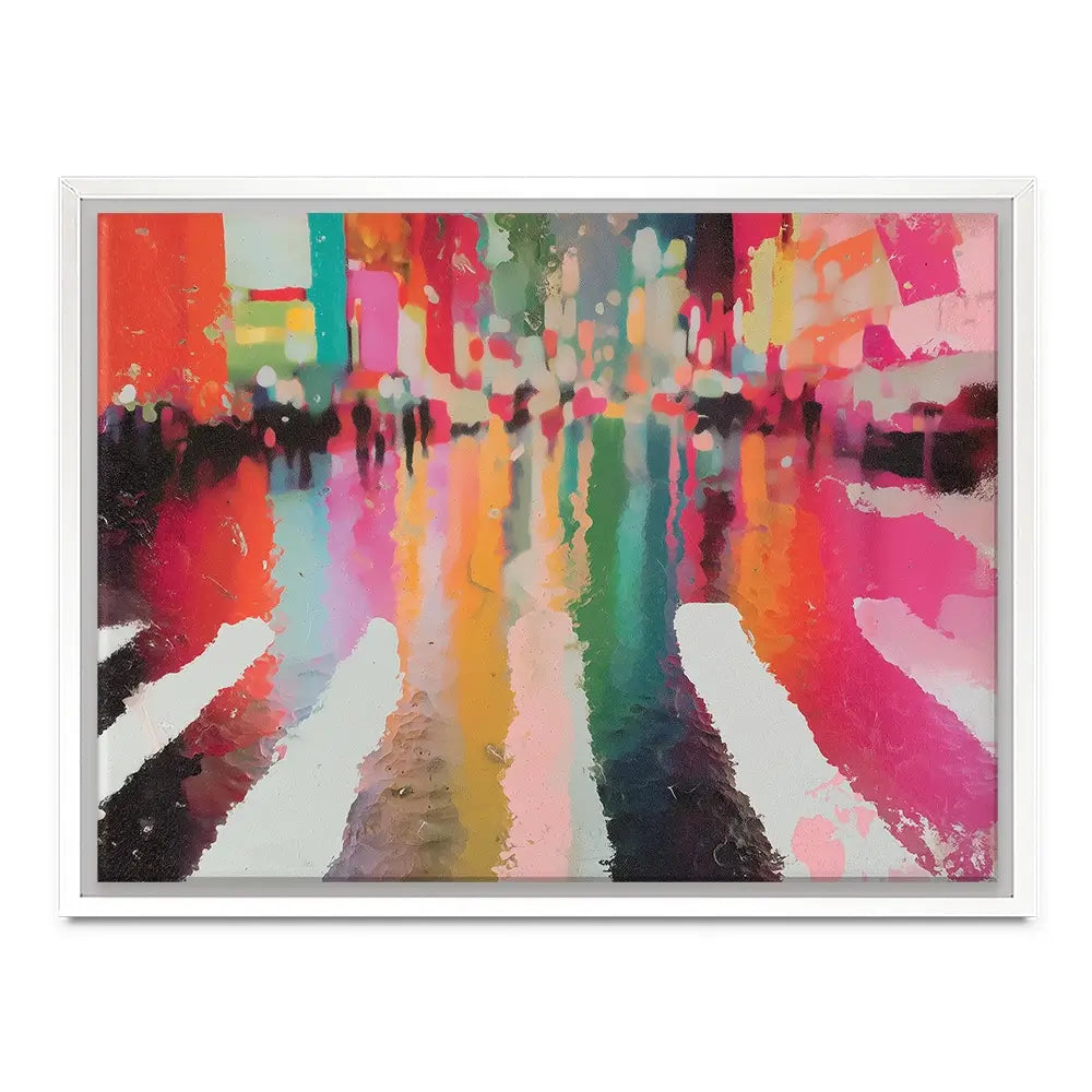 Neon Rain Crosswalk Canvas Print Neon Rain Crosswalk Canvas Print wall art product Chromatic Storm Studio