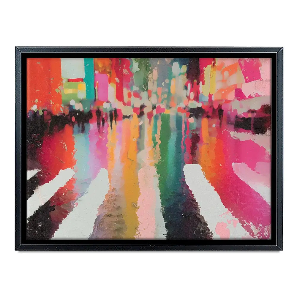 Neon Rain Crosswalk Canvas Print Neon Rain Crosswalk Canvas Print wall art product Chromatic Storm Studio