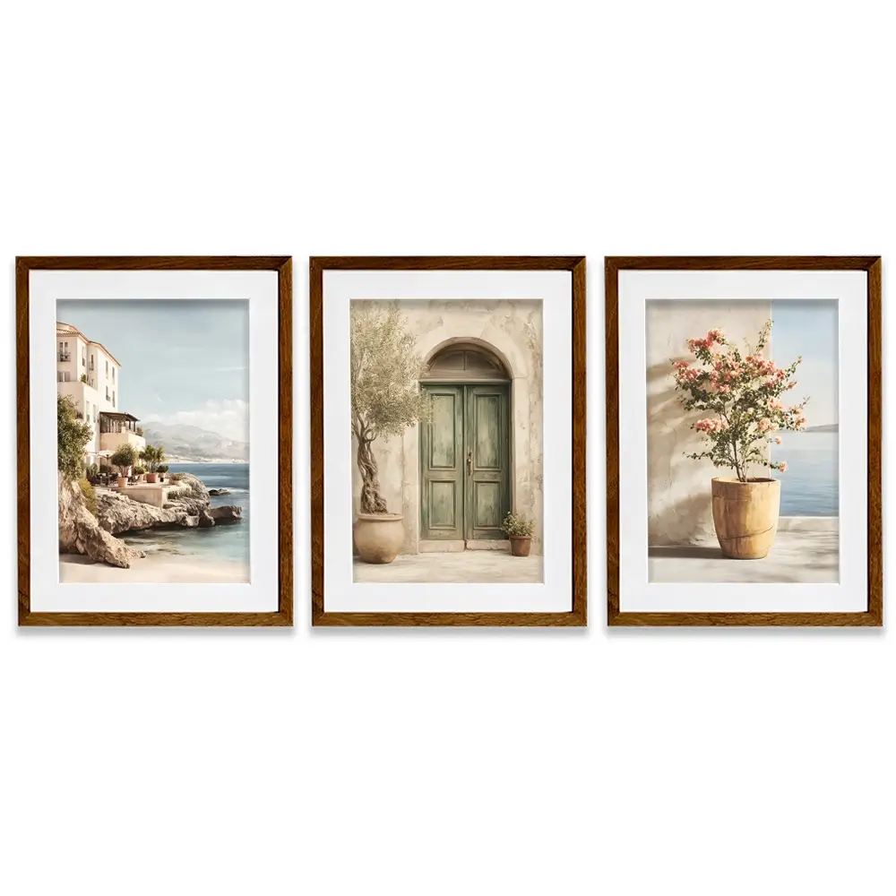 Neutral Mediterranean Framed Art Print Trio Neutral Mediterranean Framed Art Print Trio wall art product IAmHomeStudio