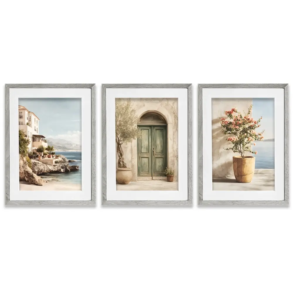 Neutral Mediterranean Framed Art Print Trio Neutral Mediterranean Framed Art Print Trio wall art product IAmHomeStudio