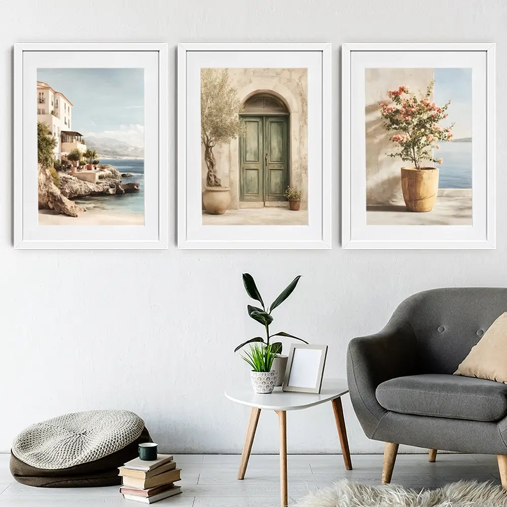 Neutral Mediterranean Framed Art Print Trio Neutral Mediterranean Framed Art Print Trio wall art product IAmHomeStudio