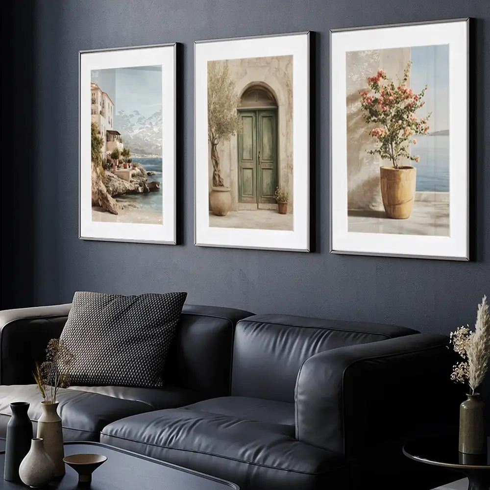 Neutral Mediterranean Framed Art Print Trio Neutral Mediterranean Framed Art Print Trio wall art product IAmHomeStudio