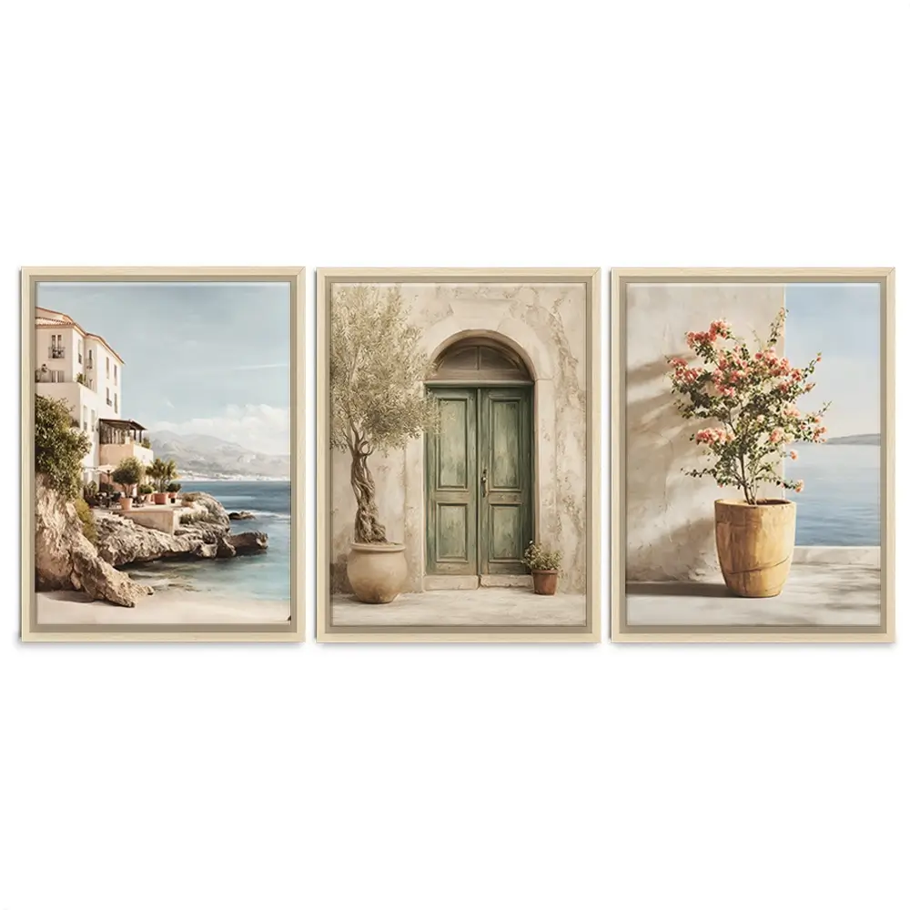 Neutral Mediterranean Trio Canvas Print Neutral Mediterranean Trio Canvas Print wall art product IAmHomeStudio