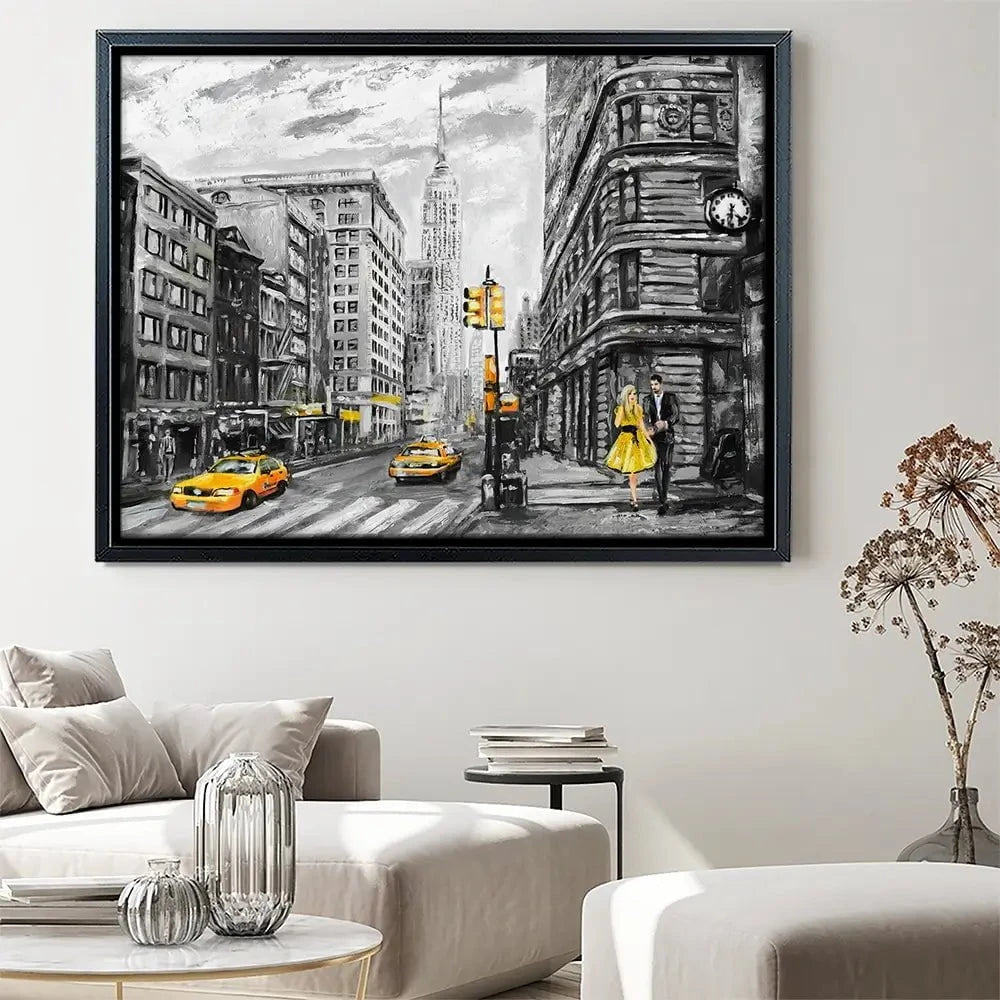 New York In Grey And Yellow Canvas Print New York In Grey And Yellow Canvas Print wall art product lisima / Shutterstock