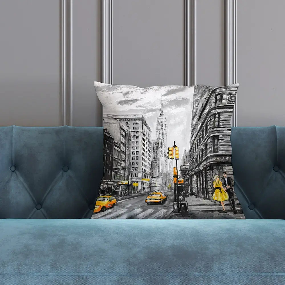 New York In Grey And Yellow Cushion New York In Grey And Yellow Cushion wall art product lisima / Shutterstock