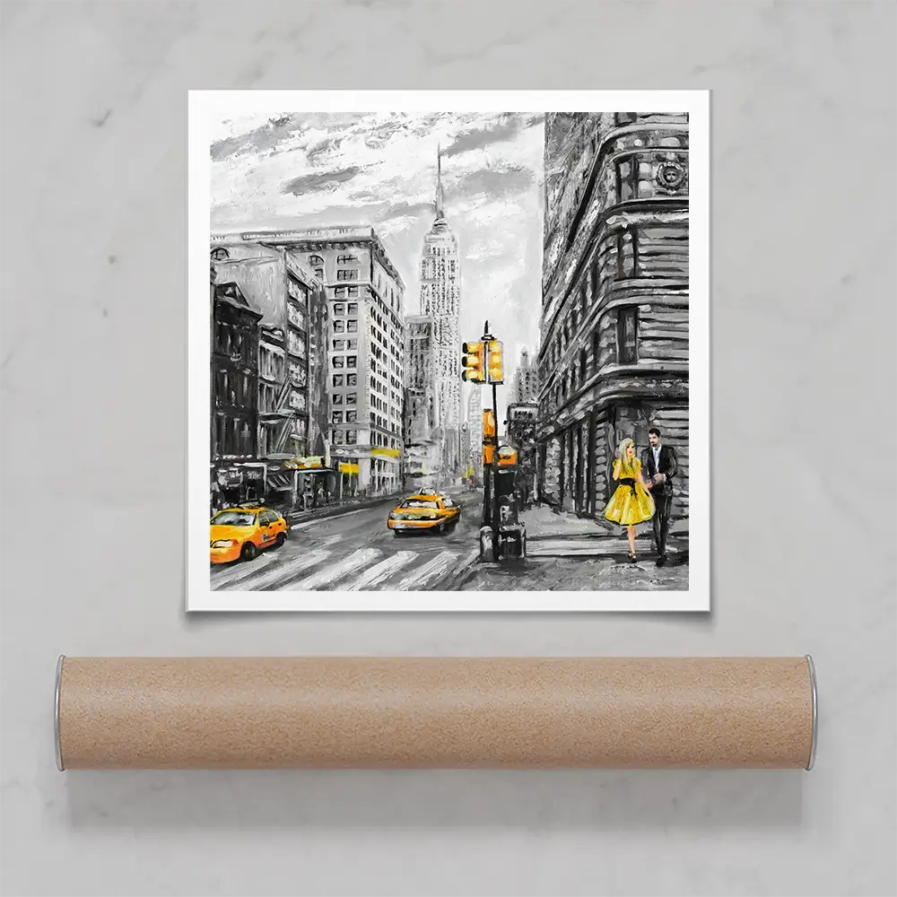 New York In Grey And Yellow Square Art Print New York In Grey And Yellow Square Art Print wall art product lisima / Shutterstock