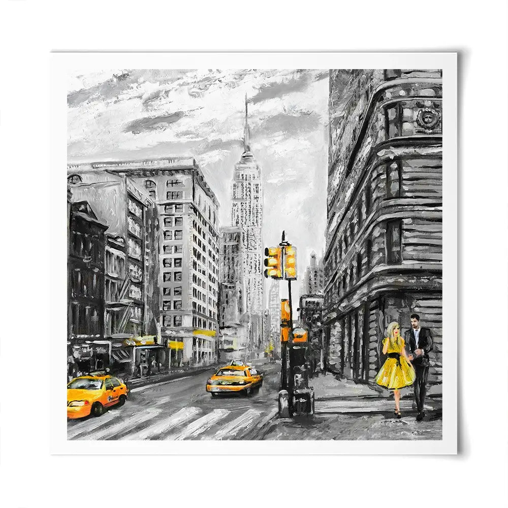 New York In Grey And Yellow Square Art Print New York In Grey And Yellow Square Art Print wall art product lisima / Shutterstock