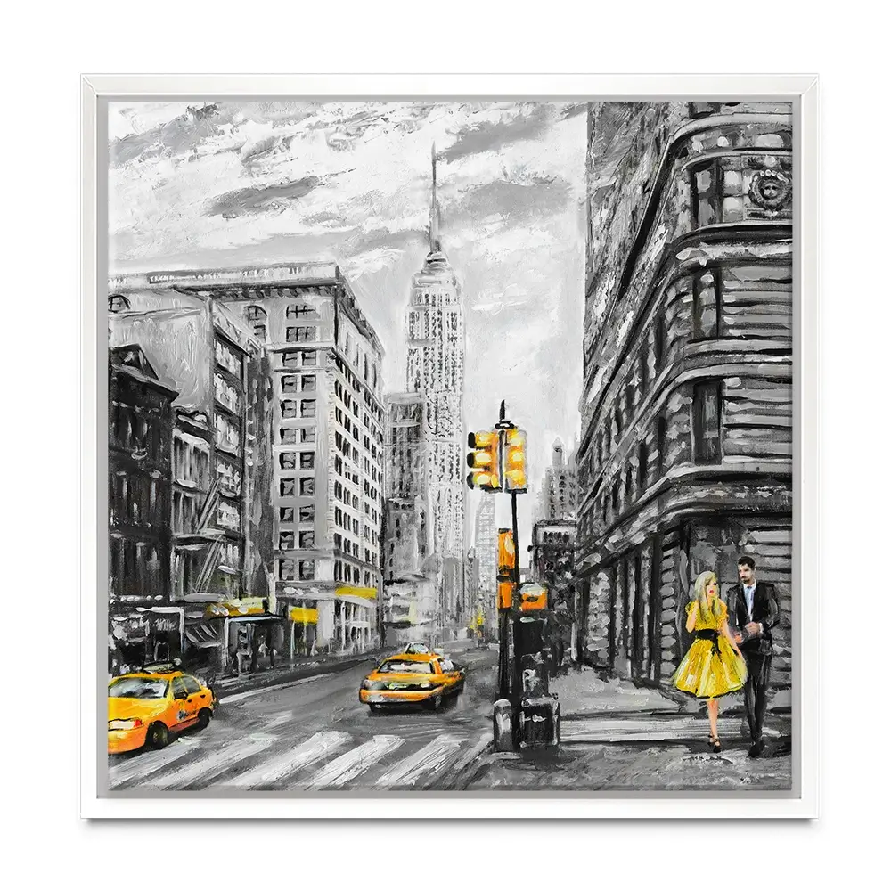 New York In Grey And Yellow Square Canvas Print New York In Grey And Yellow Square Canvas Print wall art product lisima / Shutterstock