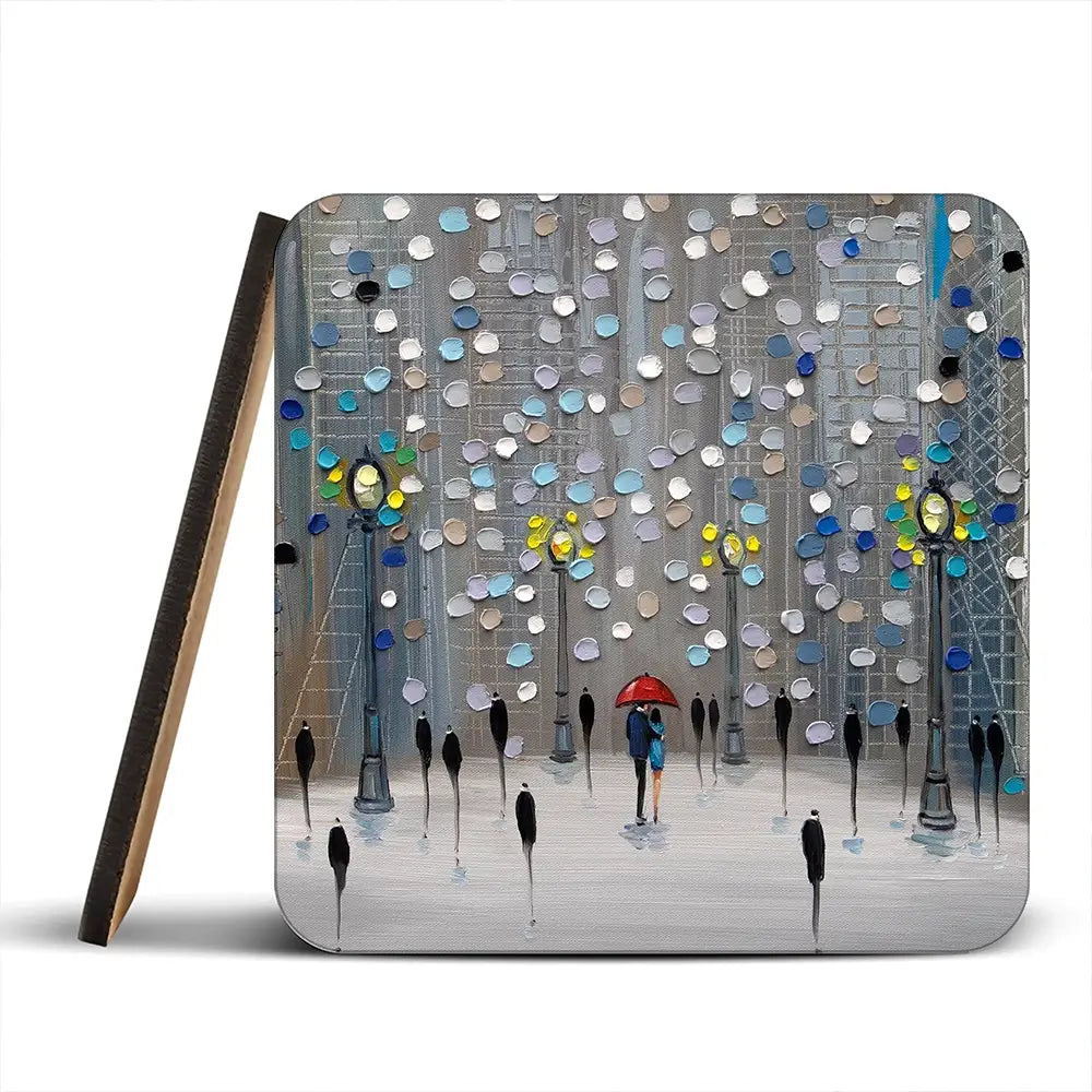 Night City Park Coaster Set Night City Park Coaster Set wall art product Ekaterina Ermilkina