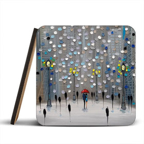 Night City Park Coaster Set Night City Park Coaster Set wall art product Ekaterina Ermilkina