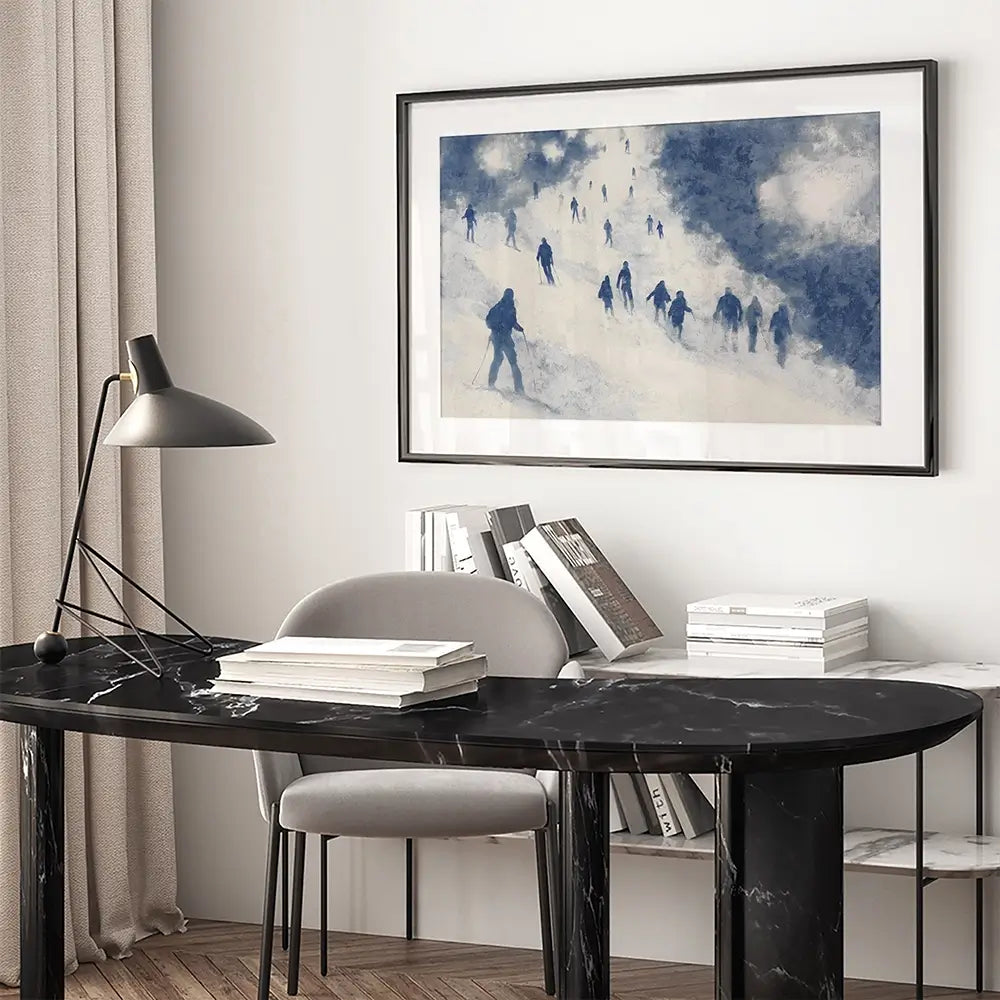 Night Skiers Framed Art Print Night Skiers Framed Art Print wall art product Chromatic Storm Studio