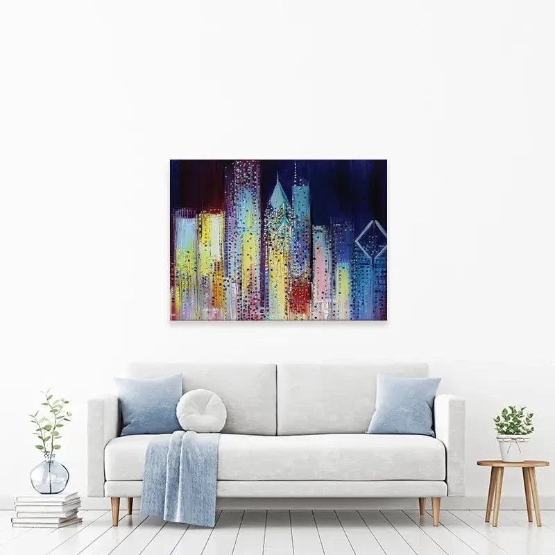 Night Skyline Canvas Print Night Skyline Canvas Print wall art product Ekaterina Ermilkina