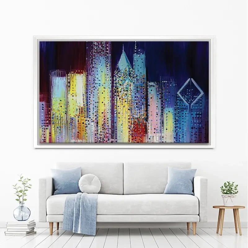 Night Skyline Canvas Print Night Skyline Canvas Print wall art product Ekaterina Ermilkina