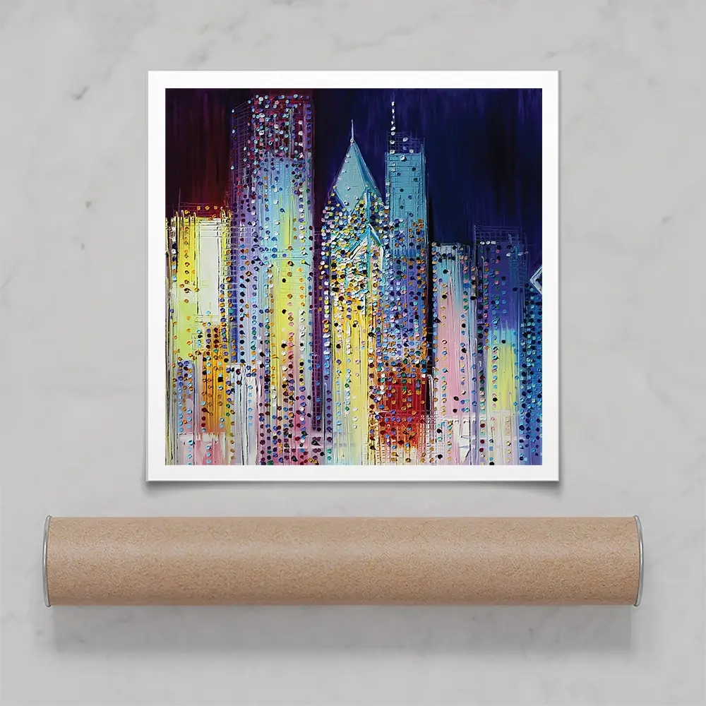 Night Skyline Square Art Print Night Skyline Square Art Print wall art product Art Print Shop