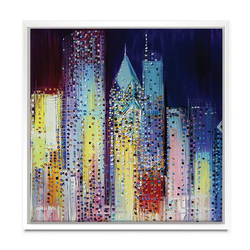 Night Skyline Square Canvas Print Night Skyline Square Canvas Print wall art product Art Print Shop