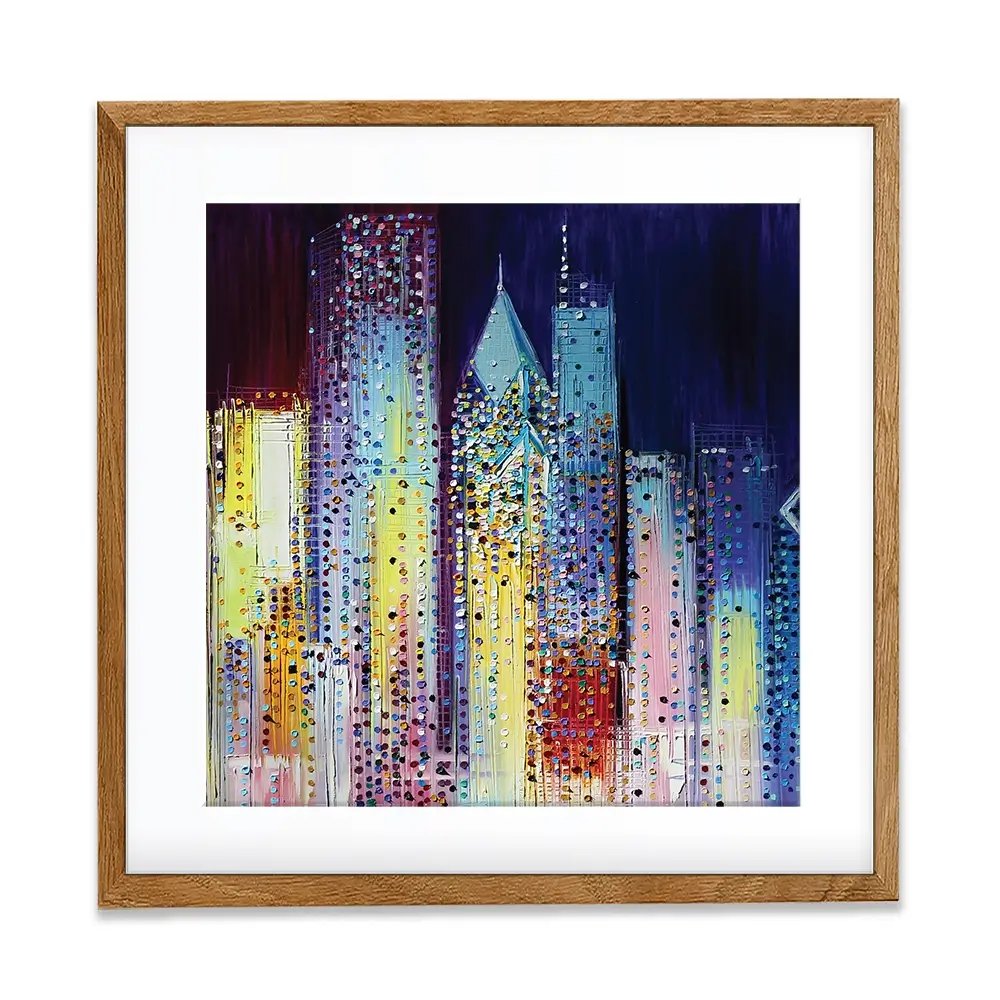 Night Skyline Square Framed Art Print Night Skyline Square Framed Art Print wall art product Art Print Shop