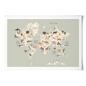 Nursery World Map Art Print Nursery World Map Art Print wall art product Treechild