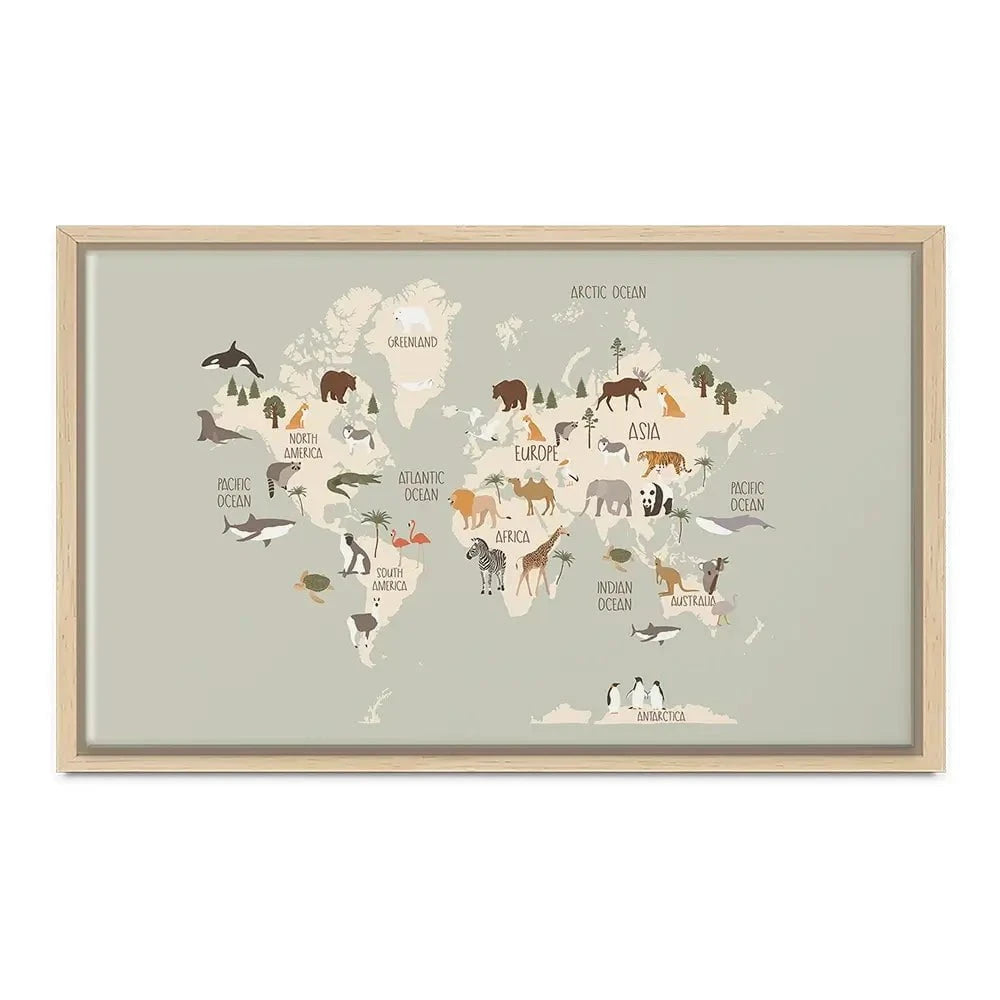 Nursery World Map Canvas Print Nursery World Map Canvas Print wall art product Treechild